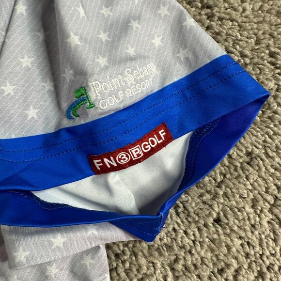 FN3P Golf Shirt Mens Large Gray White Stars USA Flag Short Sleeve Golfing Polo - Picture 5 of 11
